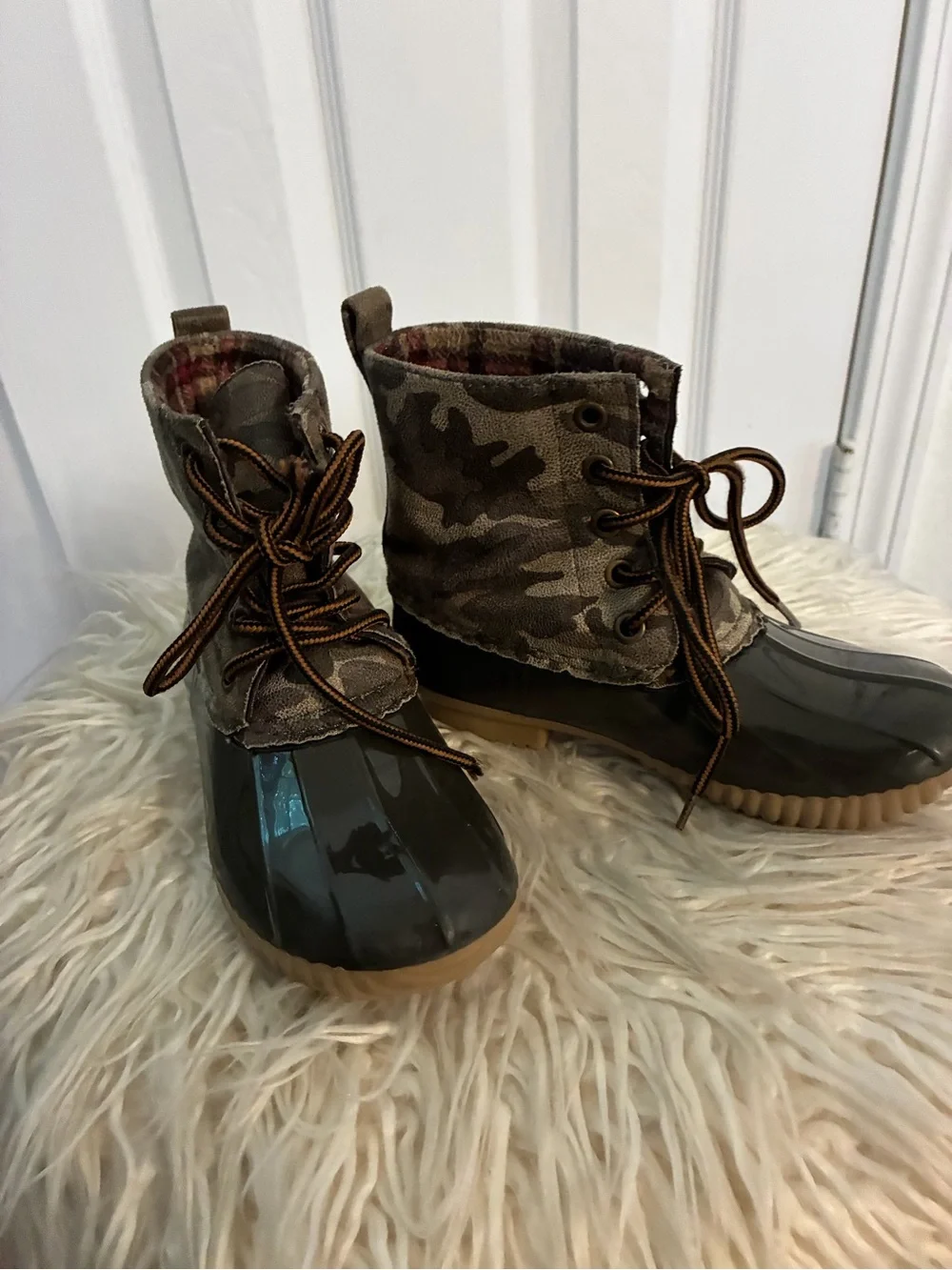 Kids Waterproof Duck Boots in Olive Green